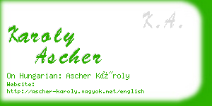 karoly ascher business card